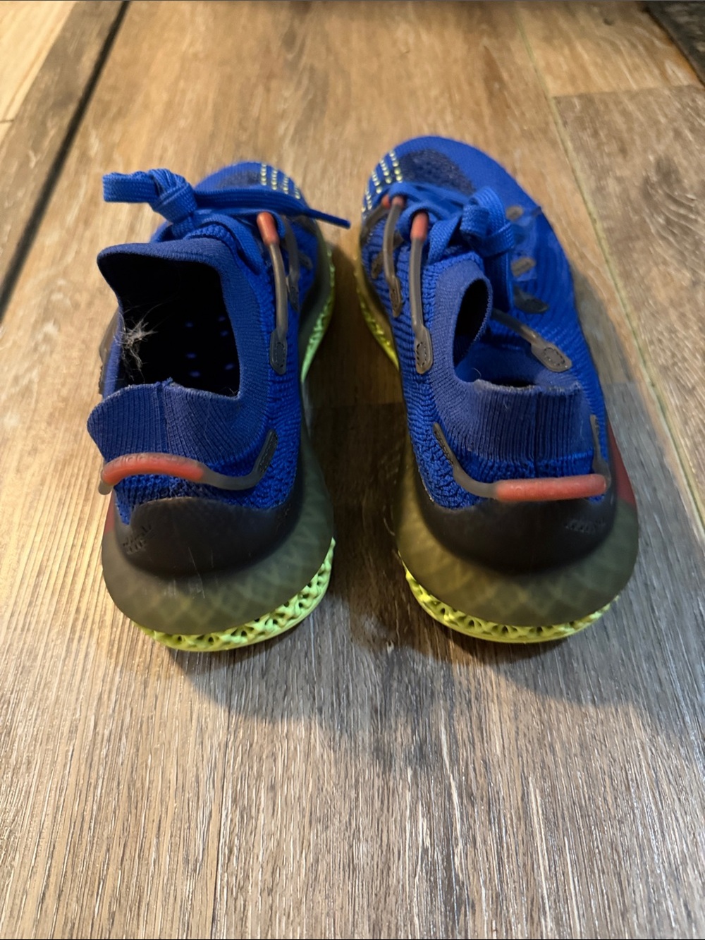 Kids Blue Athletic Slip-On Sneakers with Green Accents